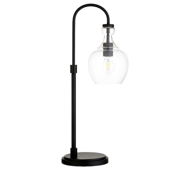 Hudson & Canal Henn & Hart TL0798 Verona Blackened Bronze Arc Table Lamp with Clear Glass Shade TL0798 - main